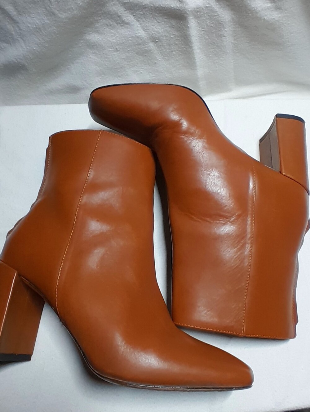 J. Crew Leather Block-Heel Ankle Boots Brown US 7